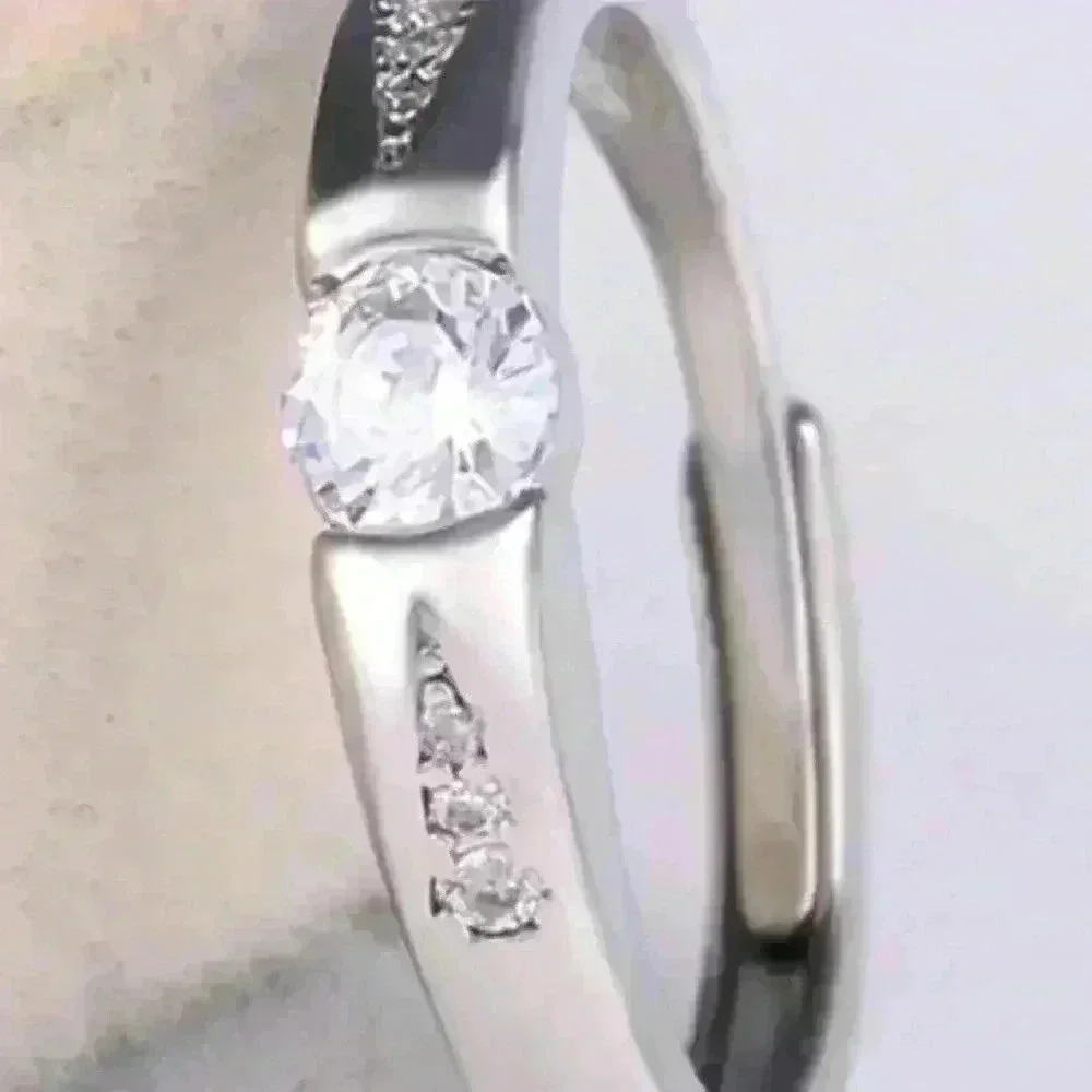 - - 🎀925 Silver Plated Promise Lovers Dainty Round CZ Men Ring, GPMB1436